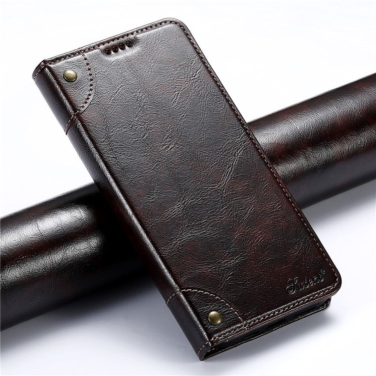 SUTENI For iPhone 16 Case PU Leather Stand Wallet Phone Cover - Brown