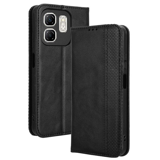 For Infinix Hot 50i 4G X6531 / Smart 9 4G X6532 Leather Case Wallet Stand Retro Texture Phone Cover - Black