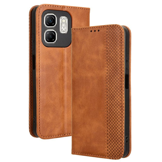 For Infinix Hot 50i 4G X6531 / Smart 9 4G X6532 Leather Case Wallet Stand Retro Texture Phone Cover - Brown