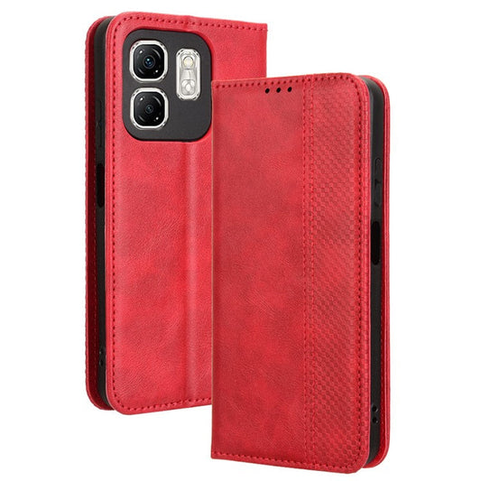 For Infinix Hot 50i 4G X6531 / Smart 9 4G X6532 Leather Case Wallet Stand Retro Texture Phone Cover - Red