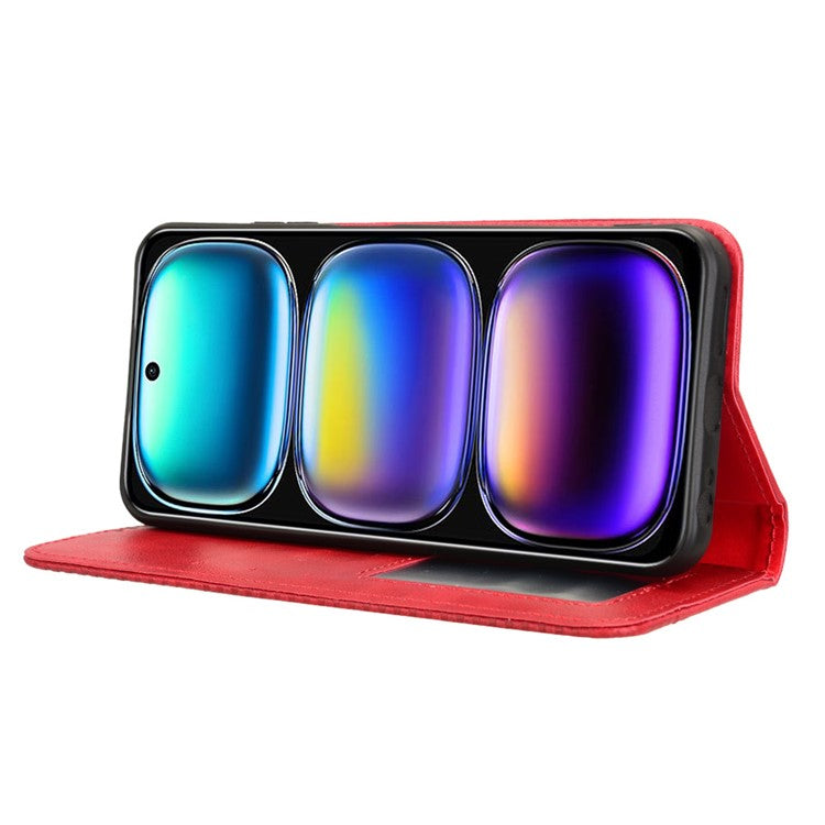 For Infinix Hot 50i 4G X6531 / Smart 9 4G X6532 Leather Case Wallet Stand Retro Texture Phone Cover - Red