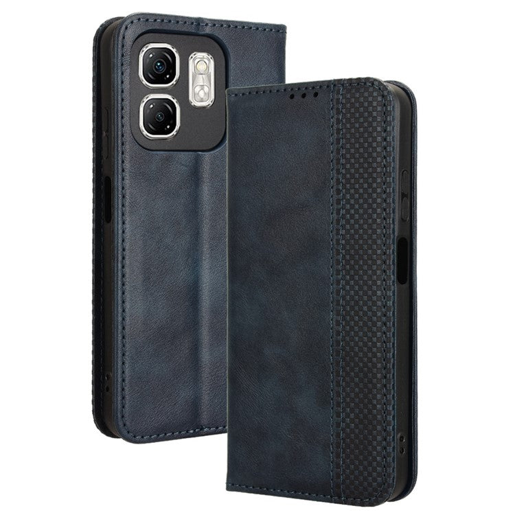 For Infinix Hot 50i 4G X6531 / Smart 9 4G X6532 Leather Case Wallet Stand Retro Texture Phone Cover - Blue