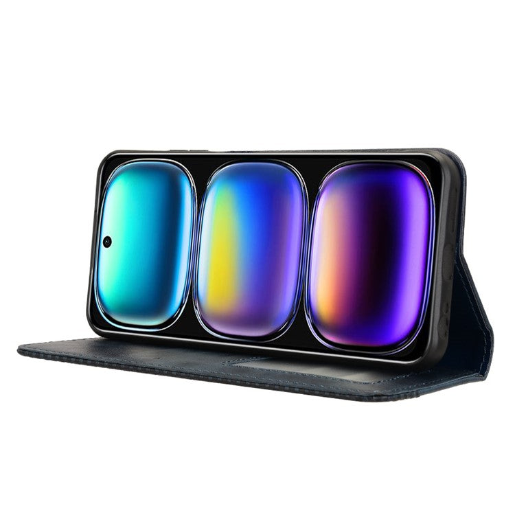 For Infinix Hot 50i 4G X6531 / Smart 9 4G X6532 Leather Case Wallet Stand Retro Texture Phone Cover - Blue