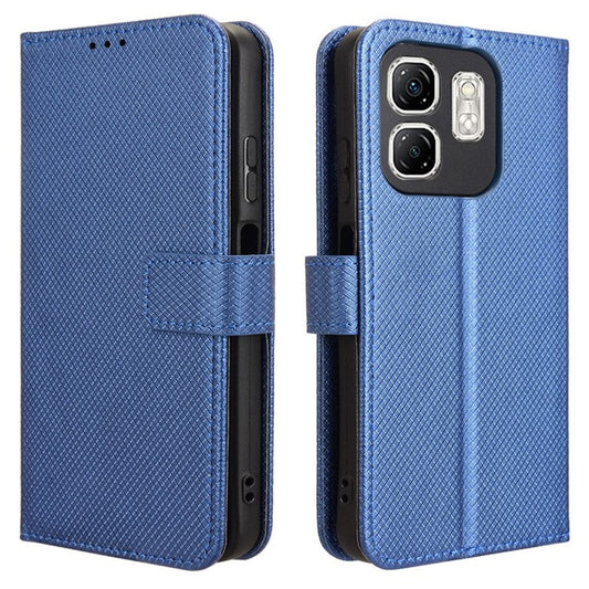For Infinix Hot 50i 4G X6531 / Smart 9 4G X6532 Case PU Leather Diamond Texture Wallet Phone Cover - Blue
