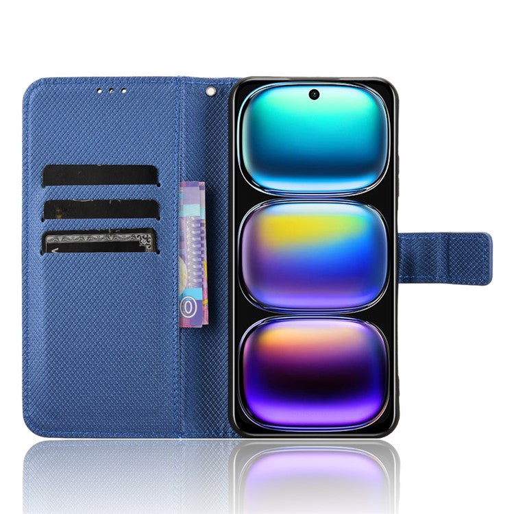 For Infinix Hot 50i 4G X6531 / Smart 9 4G X6532 Case PU Leather Diamond Texture Wallet Phone Cover - Blue