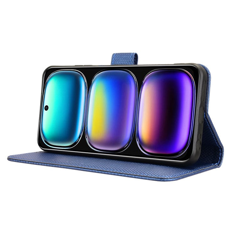 For Infinix Hot 50i 4G X6531 / Smart 9 4G X6532 Case PU Leather Diamond Texture Wallet Phone Cover - Blue