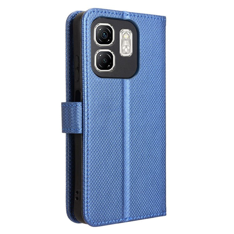 For Infinix Hot 50i 4G X6531 / Smart 9 4G X6532 Case PU Leather Diamond Texture Wallet Phone Cover - Blue