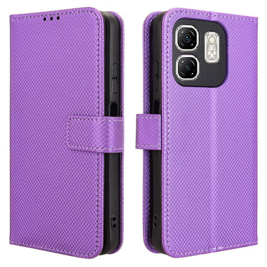 For Infinix Hot 50i 4G X6531 / Smart 9 4G X6532 Case PU Leather Diamond Texture Wallet Phone Cover - Purple