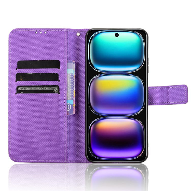 For Infinix Hot 50i 4G X6531 / Smart 9 4G X6532 Case PU Leather Diamond Texture Wallet Phone Cover - Purple