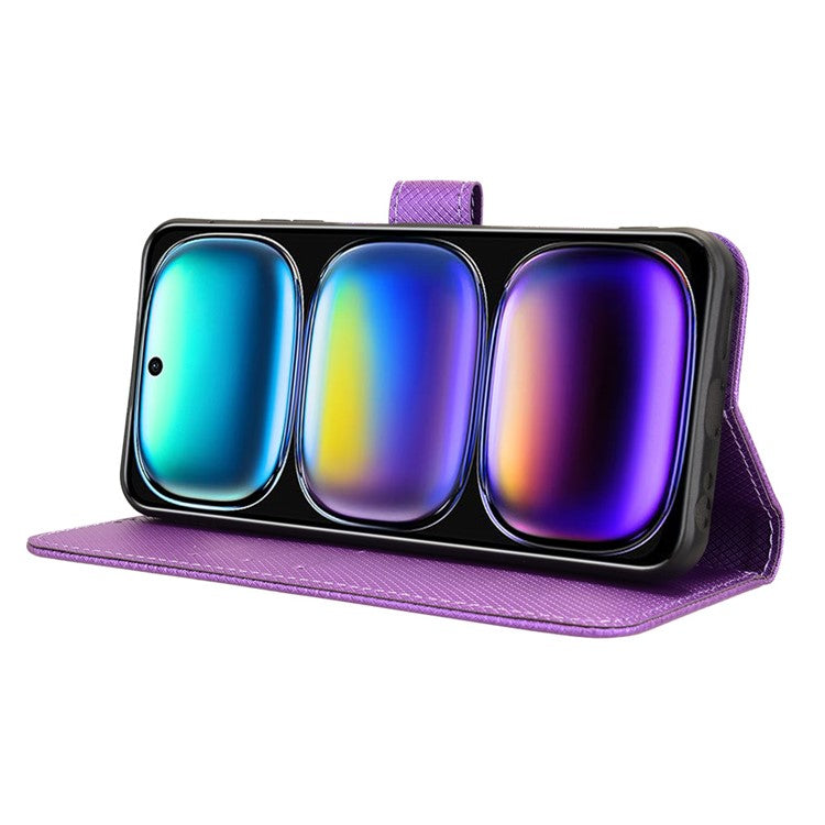 For Infinix Hot 50i 4G X6531 / Smart 9 4G X6532 Case PU Leather Diamond Texture Wallet Phone Cover - Purple