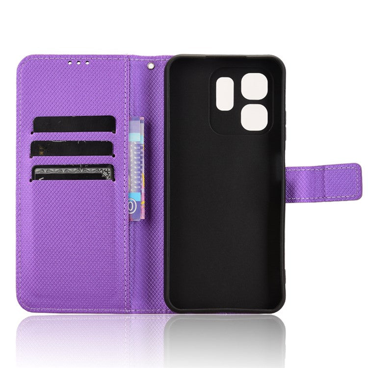 For Infinix Hot 50i 4G X6531 / Smart 9 4G X6532 Case PU Leather Diamond Texture Wallet Phone Cover - Purple