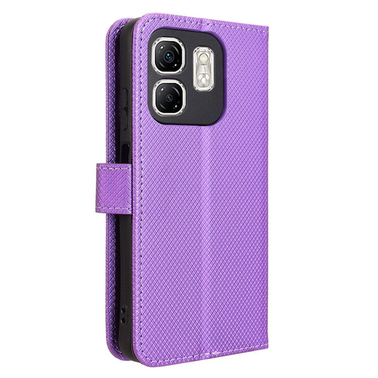 For Infinix Hot 50i 4G X6531 / Smart 9 4G X6532 Case PU Leather Diamond Texture Wallet Phone Cover - Purple