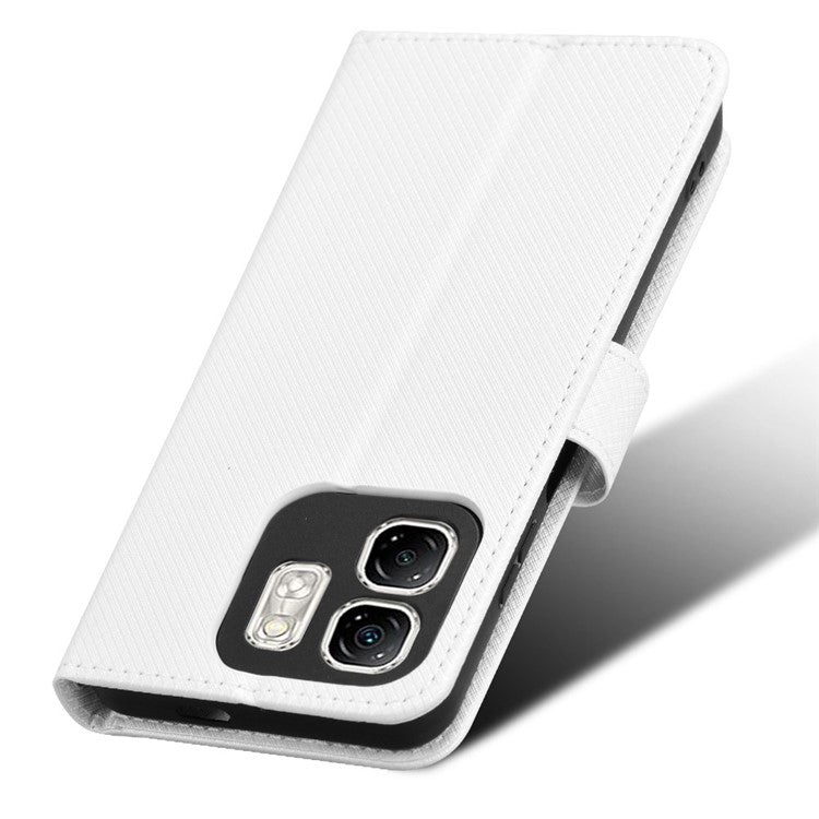 For Infinix Hot 50i 4G X6531 / Smart 9 4G X6532 Case PU Leather Diamond Texture Wallet Phone Cover - White