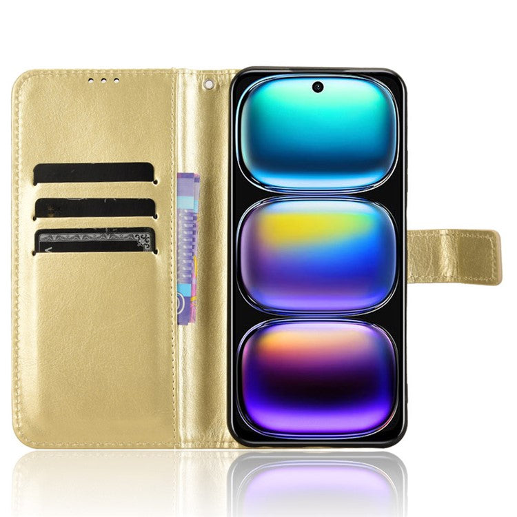 For Infinix Hot 50i 4G X6531 / Smart 9 4G X6532 Case Crazy Horse Texture PU Leather Phone Wallet Cover - Gold