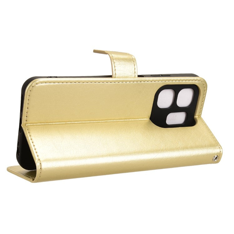 For Infinix Hot 50i 4G X6531 / Smart 9 4G X6532 Case Crazy Horse Texture PU Leather Phone Wallet Cover - Gold