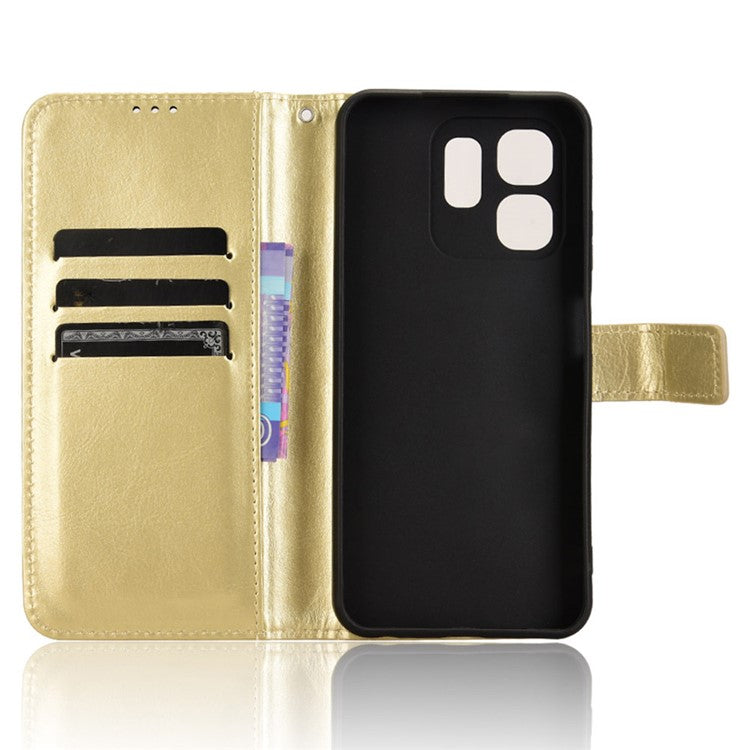 For Infinix Hot 50i 4G X6531 / Smart 9 4G X6532 Case Crazy Horse Texture PU Leather Phone Wallet Cover - Gold