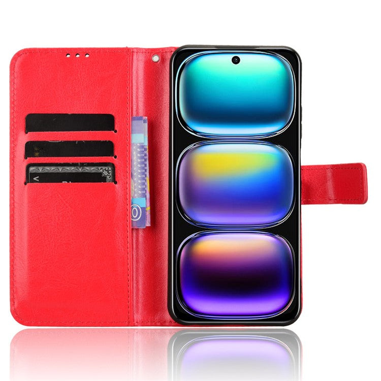 For Infinix Hot 50i 4G X6531 / Smart 9 4G X6532 Case Crazy Horse Texture PU Leather Phone Wallet Cover - Red
