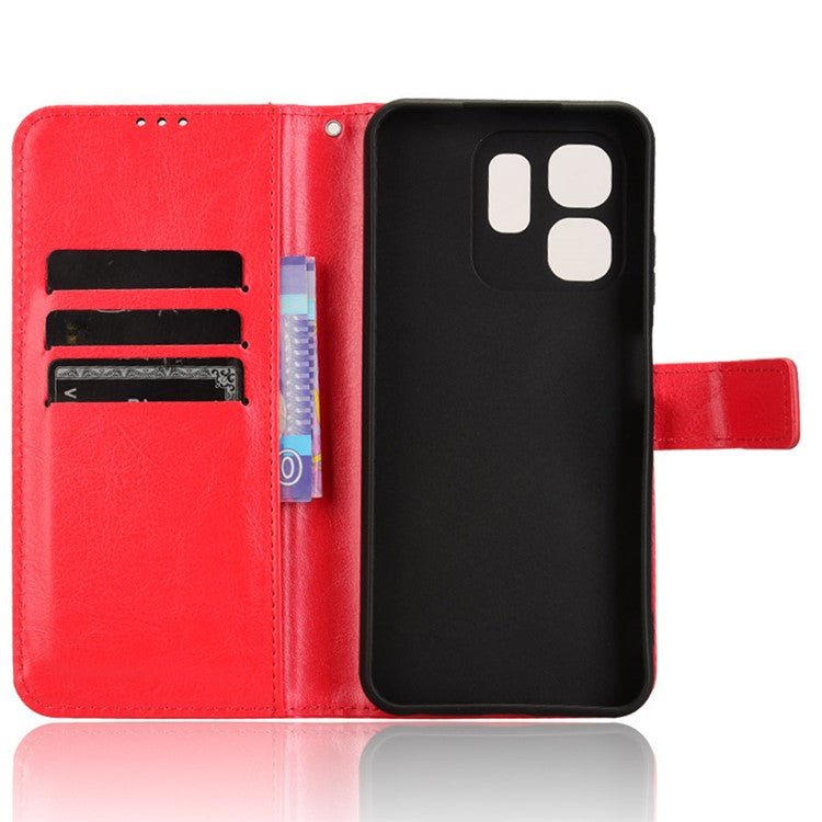 For Infinix Hot 50i 4G X6531 / Smart 9 4G X6532 Case Crazy Horse Texture PU Leather Phone Wallet Cover - Red