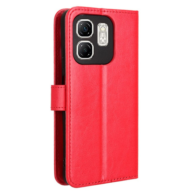 For Infinix Hot 50i 4G X6531 / Smart 9 4G X6532 Case Crazy Horse Texture PU Leather Phone Wallet Cover - Red