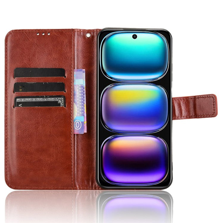 For Infinix Hot 50i 4G X6531 / Smart 9 4G X6532 Case Crazy Horse Texture PU Leather Phone Wallet Cover - Brown