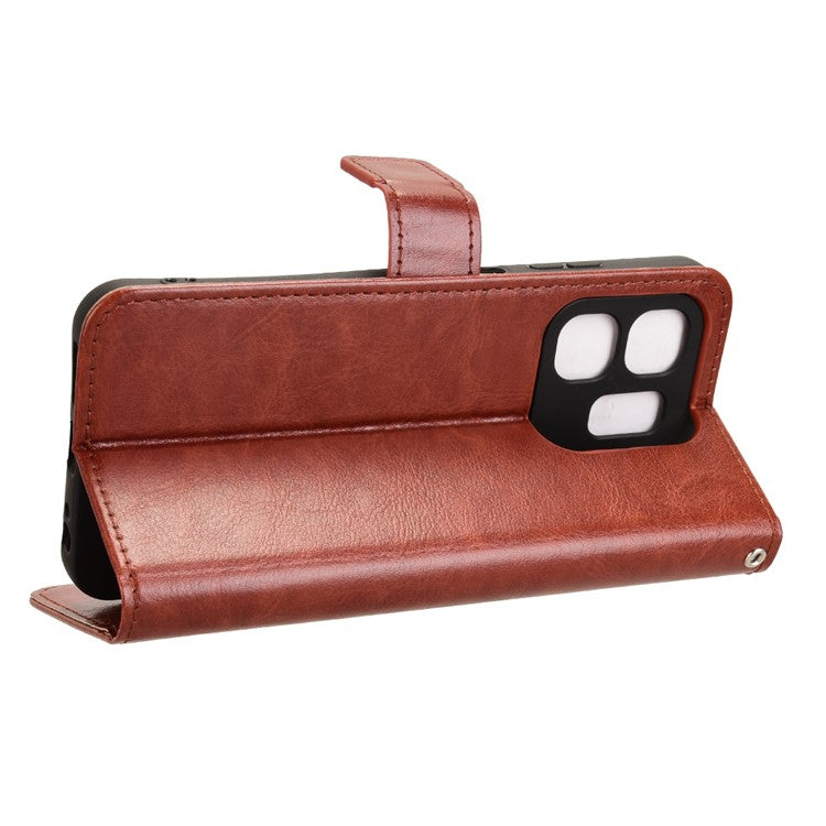 For Infinix Hot 50i 4G X6531 / Smart 9 4G X6532 Case Crazy Horse Texture PU Leather Phone Wallet Cover - Brown