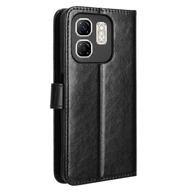 For Infinix Hot 50i 4G X6531 / Smart 9 4G X6532 Case Crazy Horse Texture PU Leather Phone Wallet Cover - Black