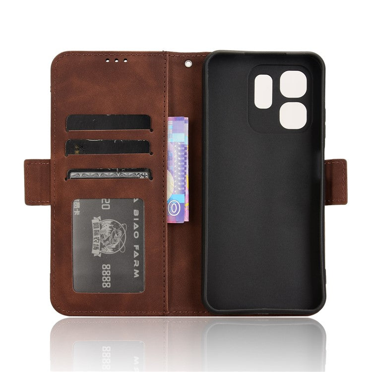 For Infinix Hot 50i 4G X6531 / Smart 9 4G X6532 Leather Case Phone Wallet Cover with Multiple Card Slots - Brown