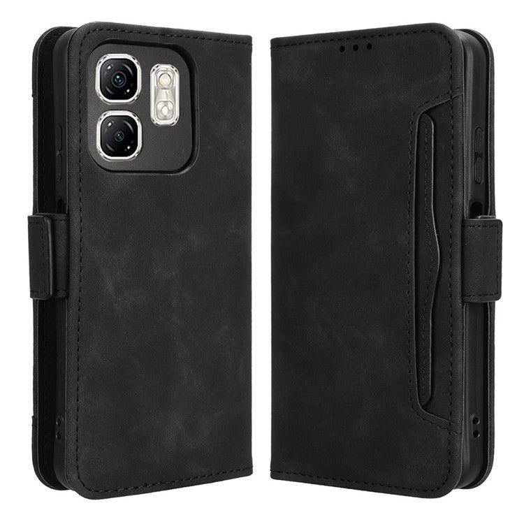 For Infinix Hot 50i 4G X6531 / Smart 9 4G X6532 Leather Case Phone Wallet Cover with Multiple Card Slots - Black