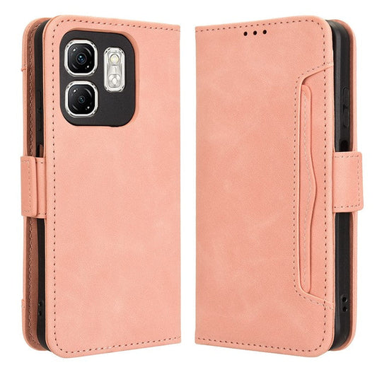 For Infinix Hot 50i 4G X6531 / Smart 9 4G X6532 Leather Case Phone Wallet Cover with Multiple Card Slots - Pink