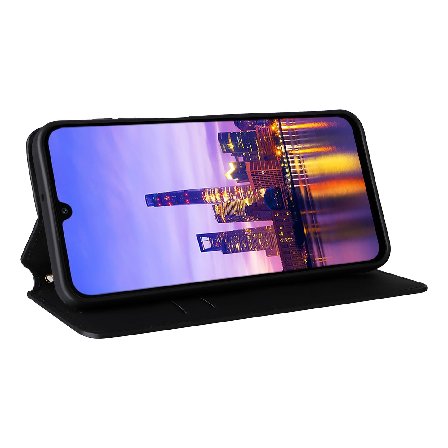 For Samsung Galaxy A16 5G / A16 4G Wallet Case Rhombus Imprinted Leather Phone Cover - Black