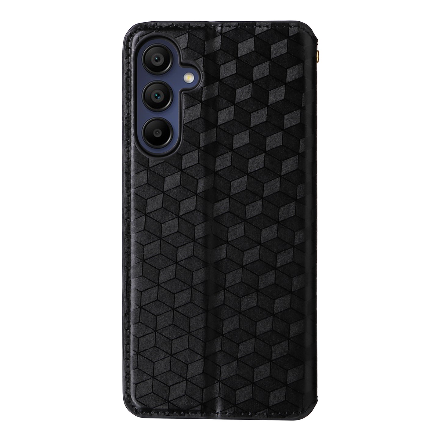 For Samsung Galaxy A16 5G / A16 4G Wallet Case Rhombus Imprinted Leather Phone Cover - Black