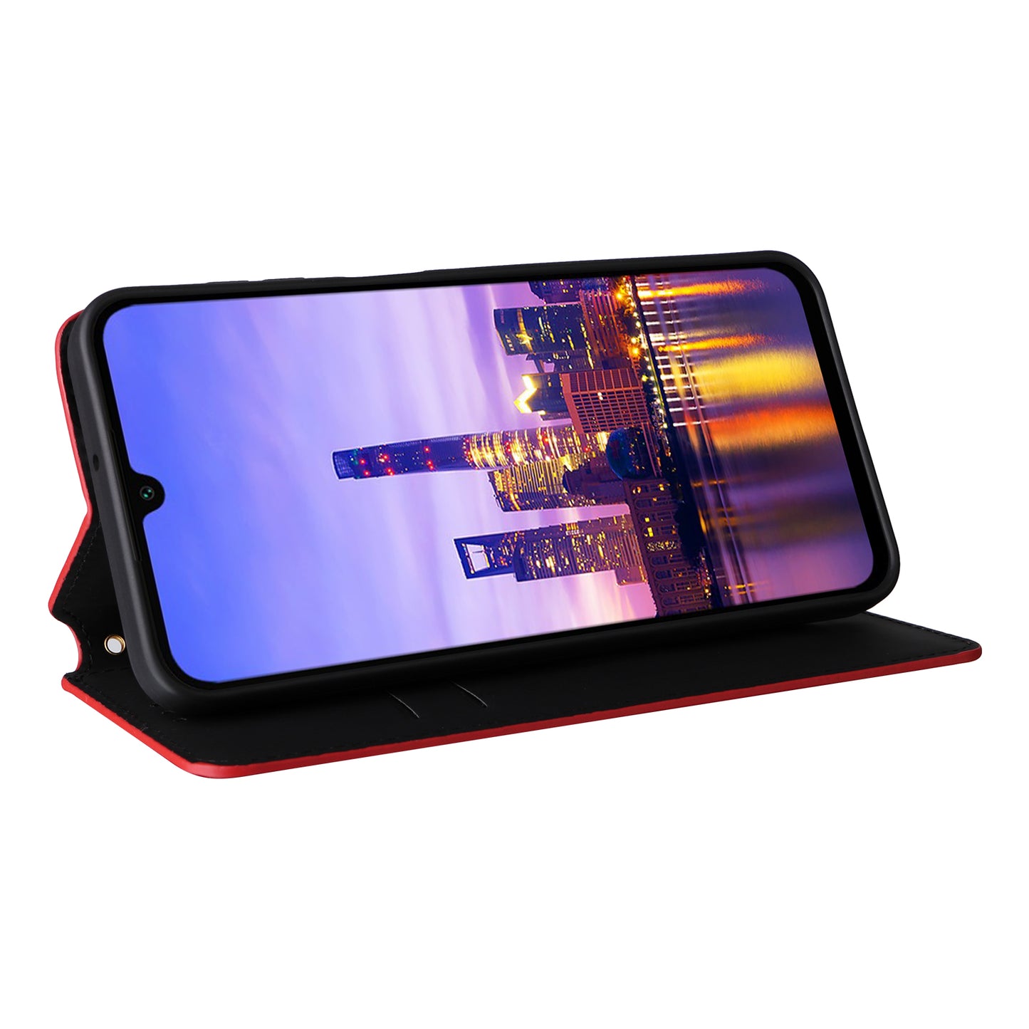 For Samsung Galaxy A16 5G / A16 4G Wallet Case Rhombus Imprinted Leather Phone Cover - Red