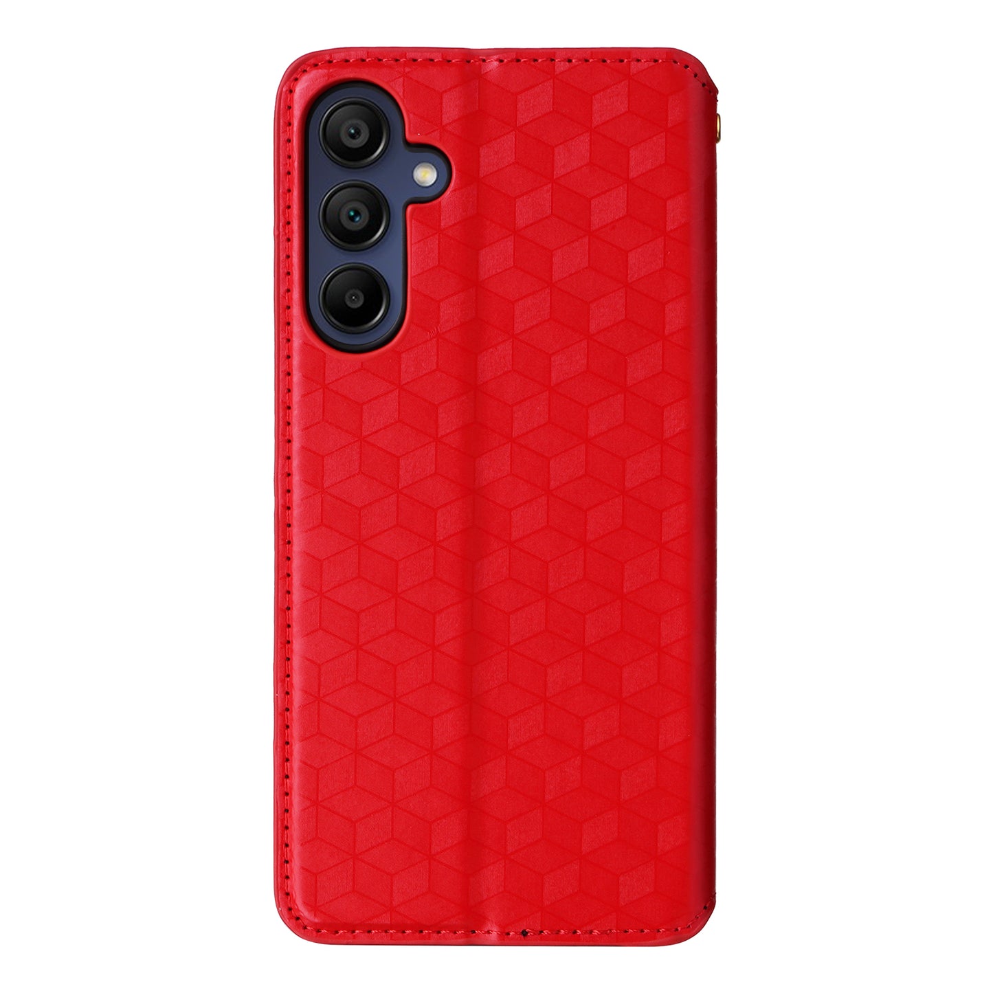 For Samsung Galaxy A16 5G / A16 4G Wallet Case Rhombus Imprinted Leather Phone Cover - Red