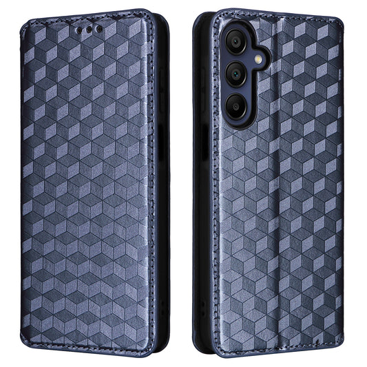 For Samsung Galaxy A16 5G / A16 4G Wallet Case Rhombus Imprinted Leather Phone Cover - Blue