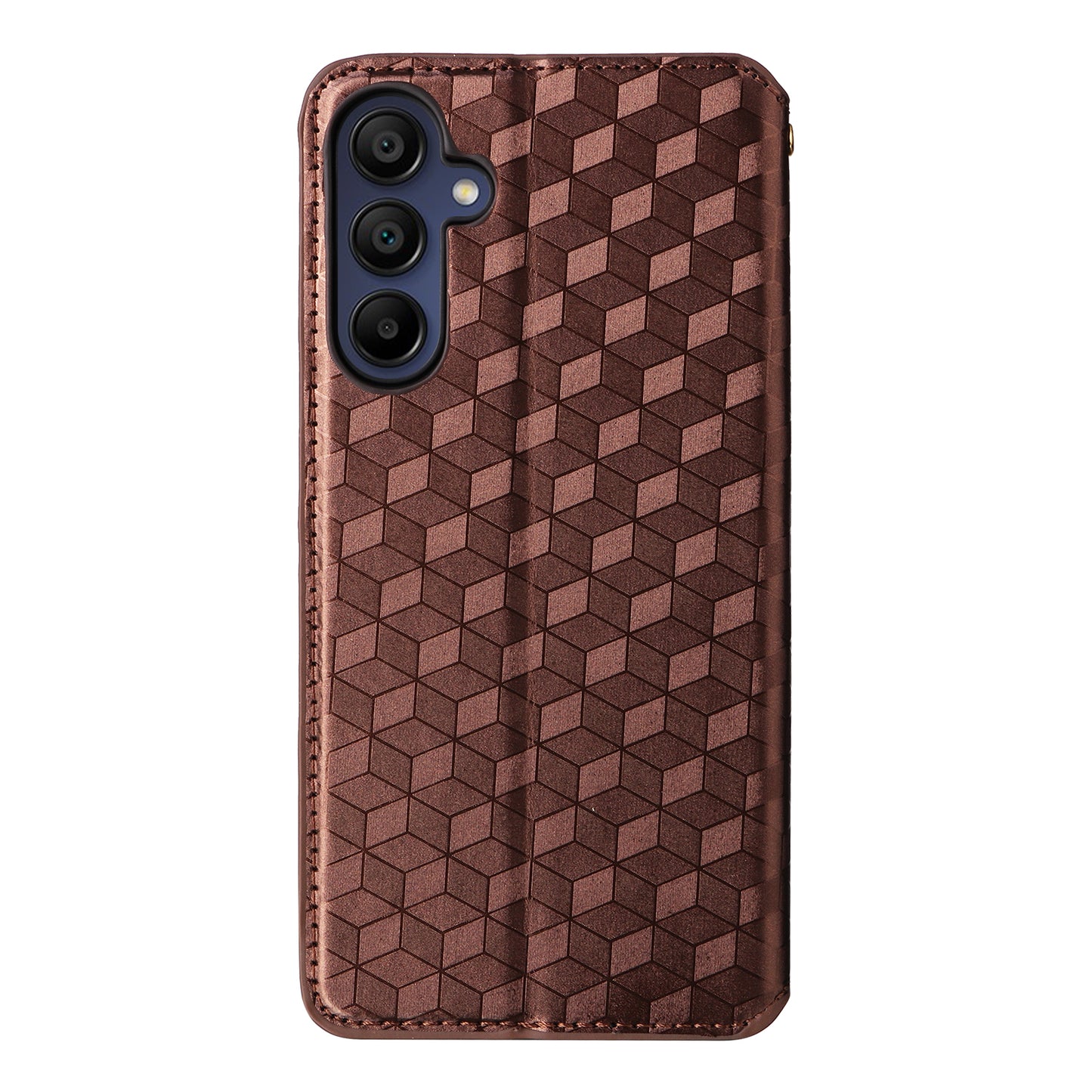 For Samsung Galaxy A16 5G / A16 4G Wallet Case Rhombus Imprinted Leather Phone Cover - Brown