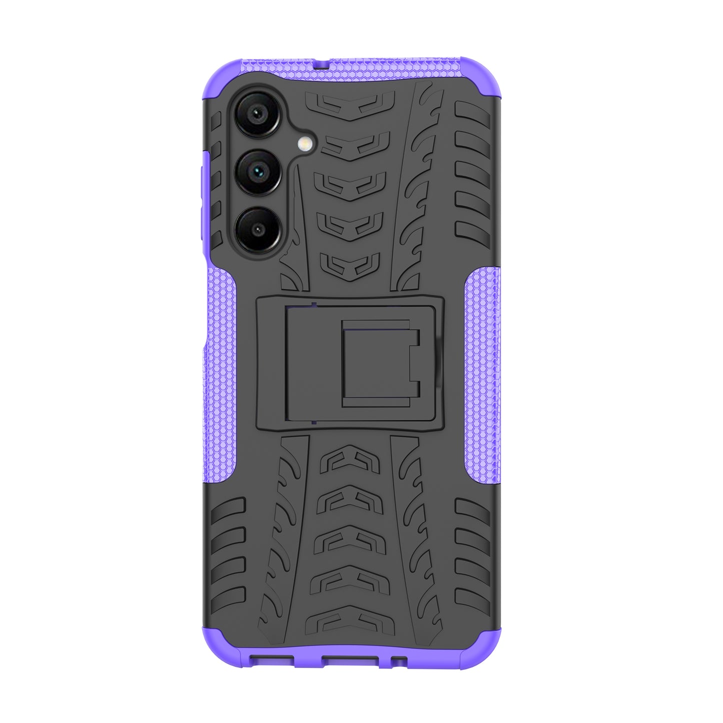 For Samsung Galaxy A16 5G / A16 4G Case PC+TPU Tyre Pattern Slim Phone Cover with Kickstand - Purple