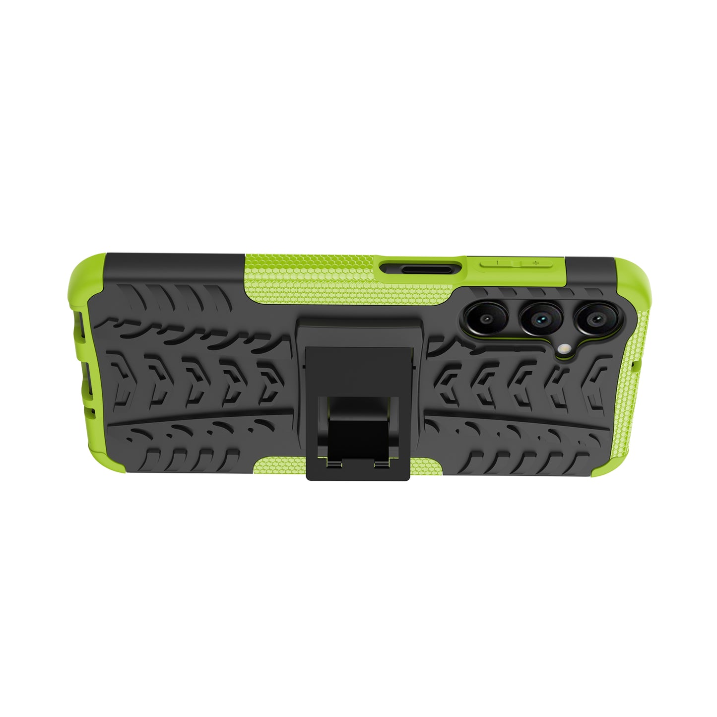 For Samsung Galaxy A16 5G / A16 4G Case PC+TPU Tyre Pattern Slim Phone Cover with Kickstand - Green