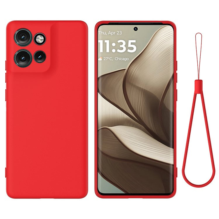 For Motorola Edge 50 Neo 5G / Moto S50 5G / Thinkphone 25 5G Case Liquid Silicone Anti-Scratch Phone Cover with Hand Strap - Red