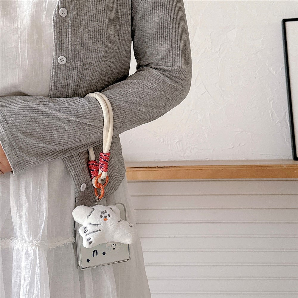 For Samsung Galaxy Z Flip7 FE 5G / Z Flip6 5G Case Protective Hard PC Phone Cover with Wrist Strap - Dog