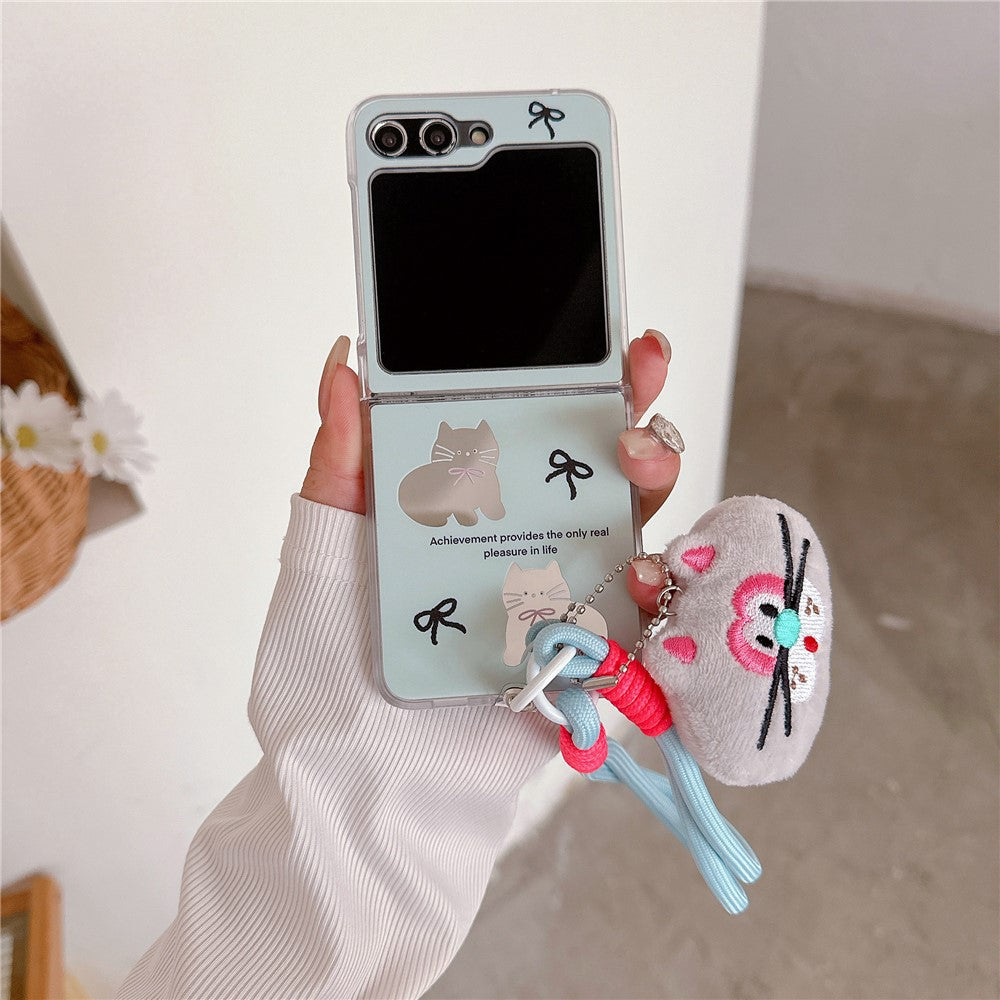 For Samsung Galaxy Z Flip7 FE 5G / Z Flip6 5G Case Protective Hard PC Phone Cover with Wrist Strap - Cat