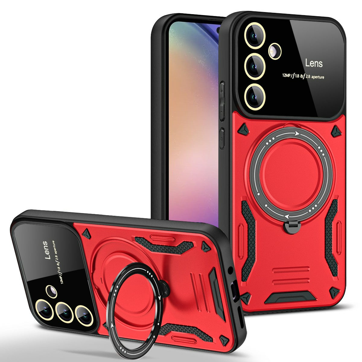 For Samsung Galaxy A16 5G / A16 4G Case Rotating Magnetic Kickstand PC+TPU Phone Cover - Red