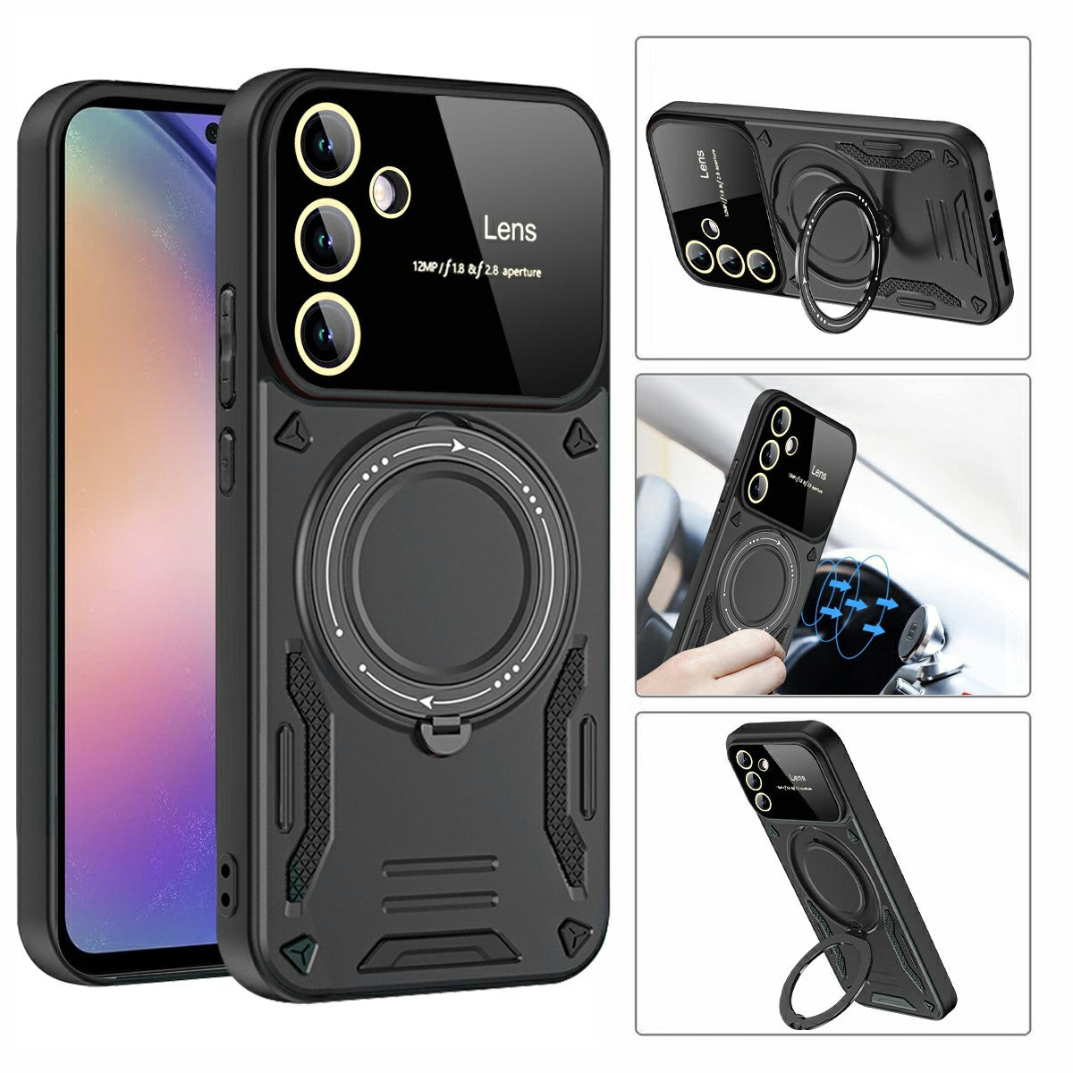 For Samsung Galaxy A16 5G / A16 4G Case Rotating Magnetic Kickstand PC+TPU Phone Cover - Green