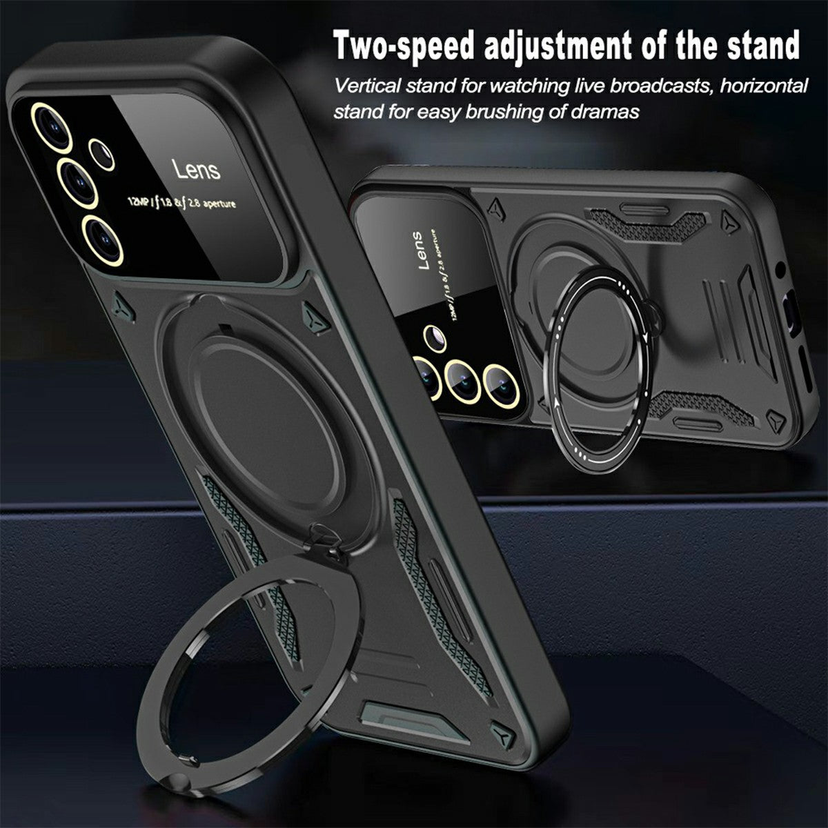 For Samsung Galaxy A16 5G / A16 4G Case Rotating Magnetic Kickstand PC+TPU Phone Cover - Rose Gold