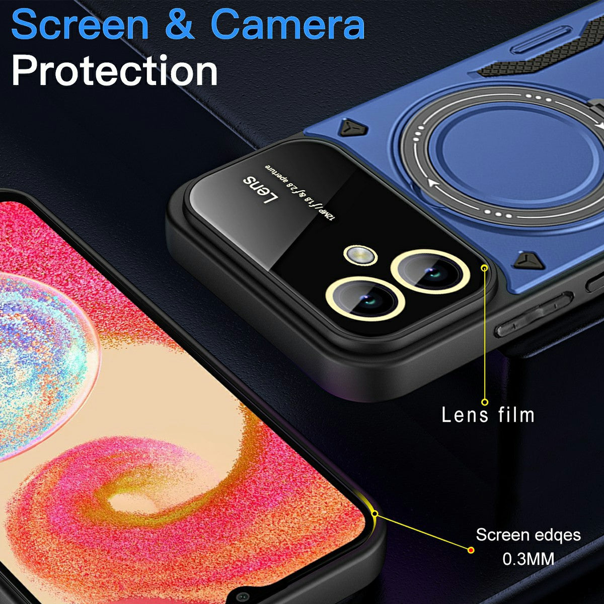 For Samsung Galaxy A06 Case Rotating Magnetic Kickstand PC+TPU Phone Cover - Green