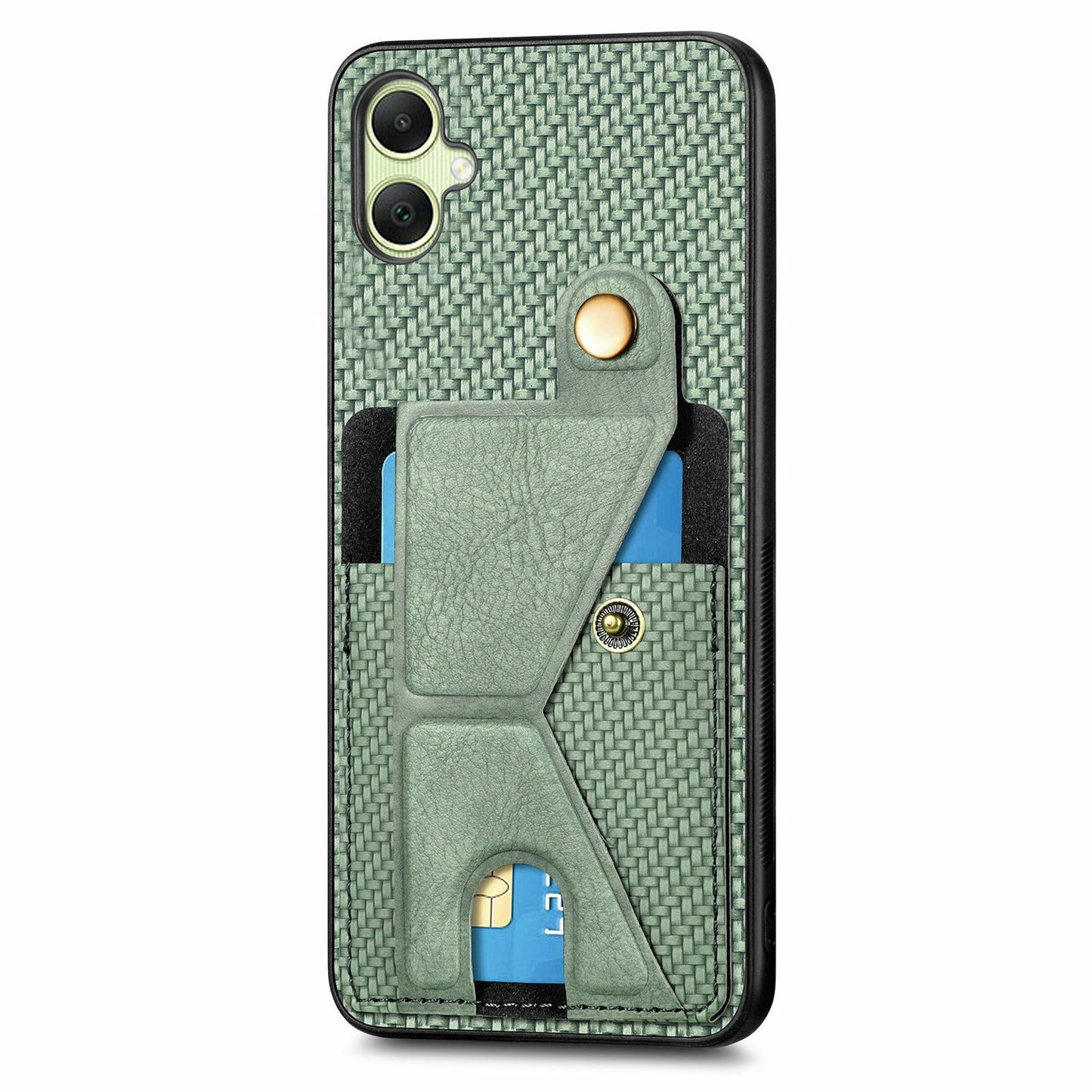 For Samsung Galaxy A06 Case K-Shaped Kickstand Leather+PC+TPU Phone Cover - Green