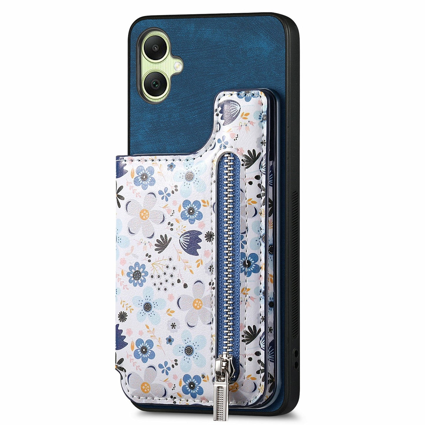 D10 For Samsung Galaxy A06 Case Pattern Kickstand Wallet Leather+TPU Phone Cover RFID Blocking - Blue