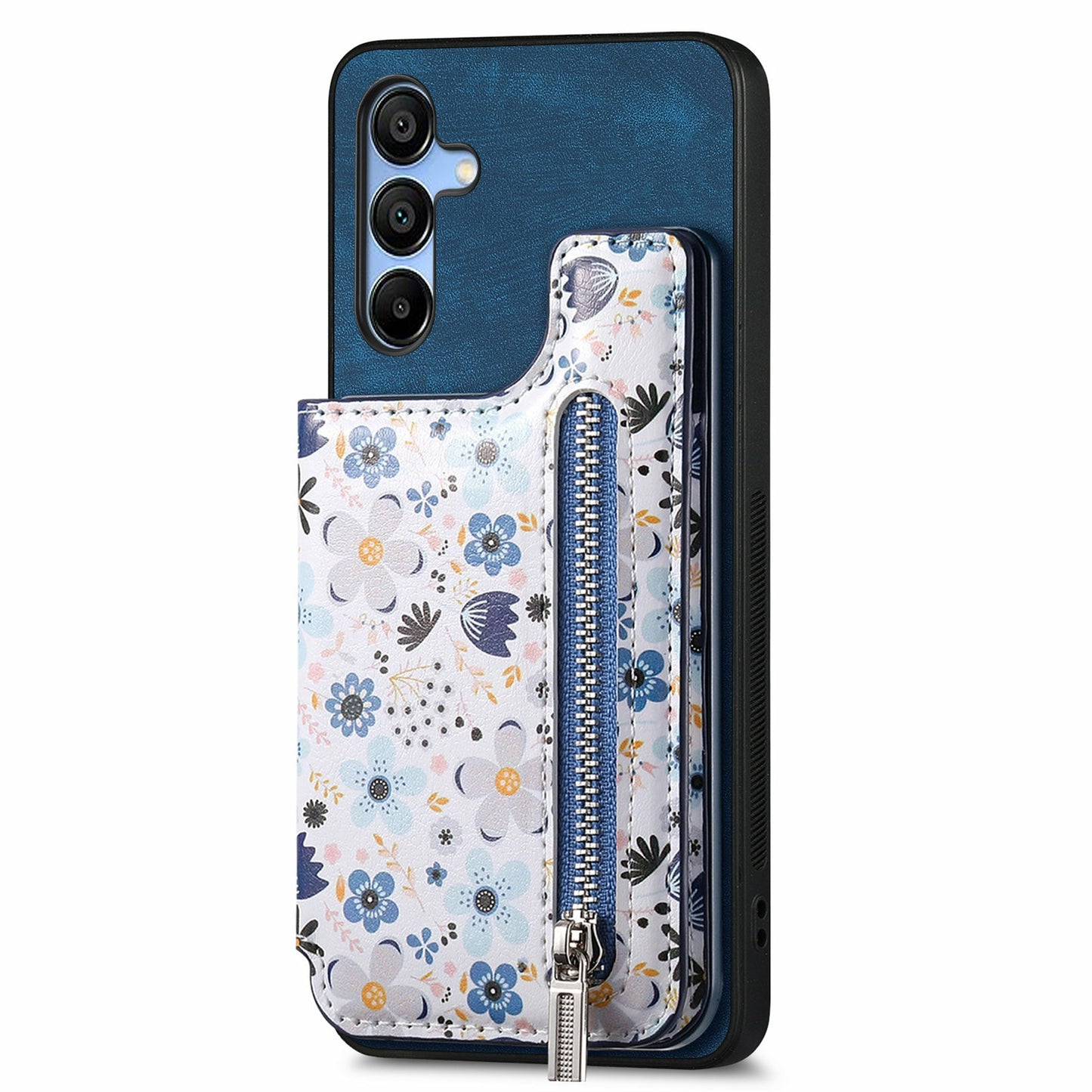 D10 For Samsung Galaxy A16 5G / A16 4G Case Pattern Kickstand Wallet Leather+TPU Phone Cover RFID Blocking - Blue