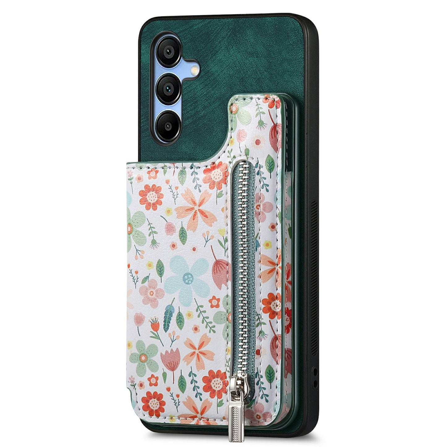 D10 For Samsung Galaxy A16 5G / A16 4G Case Pattern Kickstand Wallet Leather+TPU Phone Cover RFID Blocking - Green
