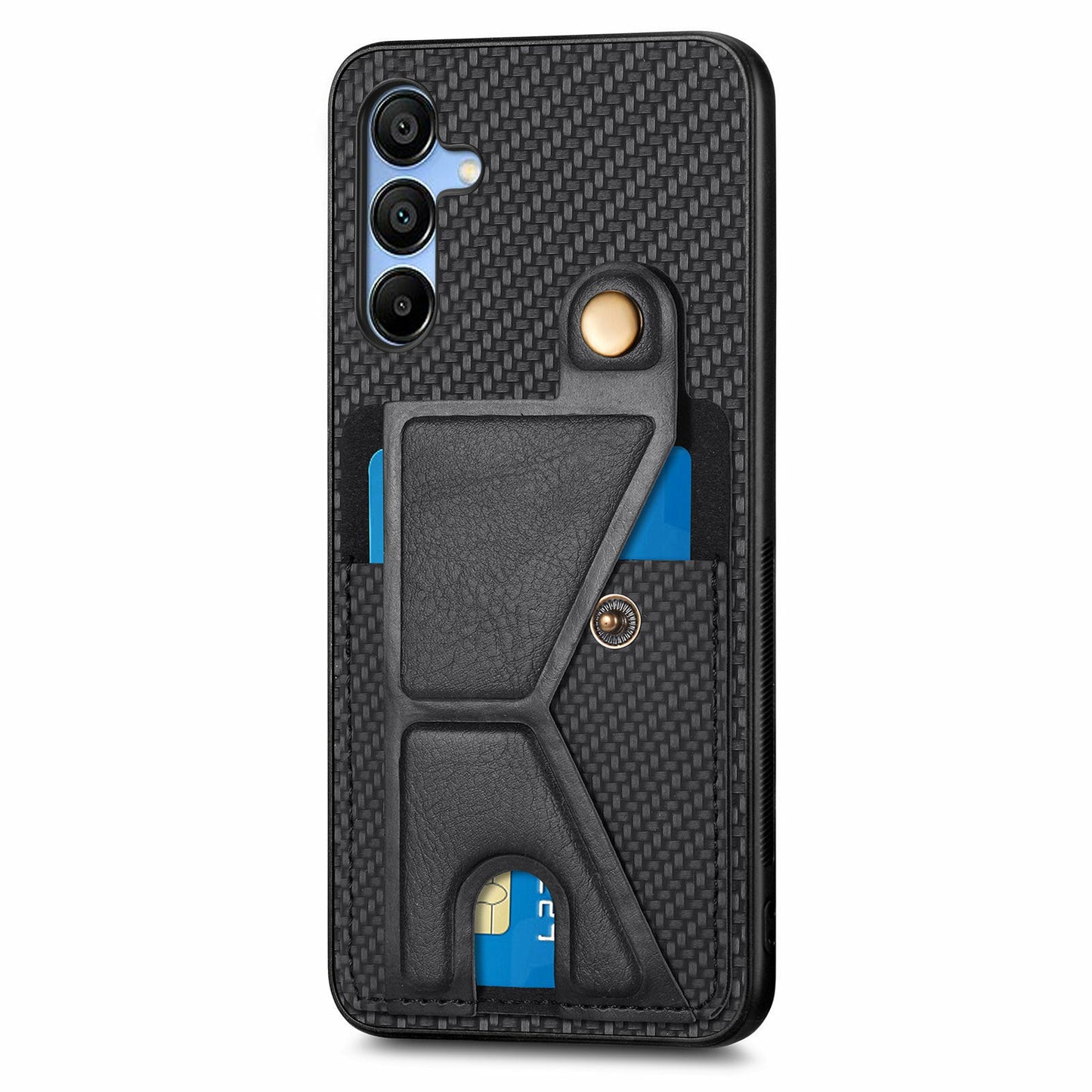 For Samsung Galaxy A16 5G / A16 4G Case K-Shaped Kickstand Leather+PC+TPU Phone Cover - Black