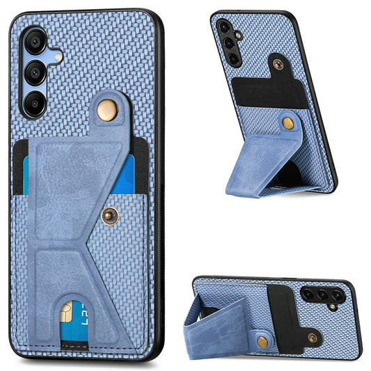 For Samsung Galaxy A16 5G / A16 4G Case K-Shaped Kickstand Leather+PC+TPU Phone Cover - Blue